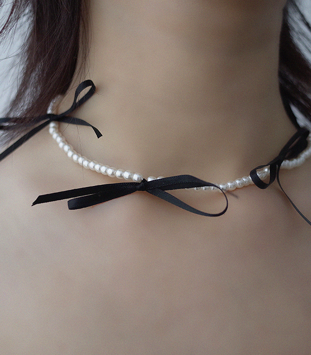 蝴蝶結珍珠短鍊