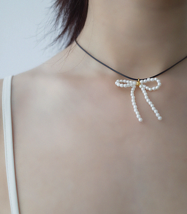 珍珠蝴蝶結短鍊